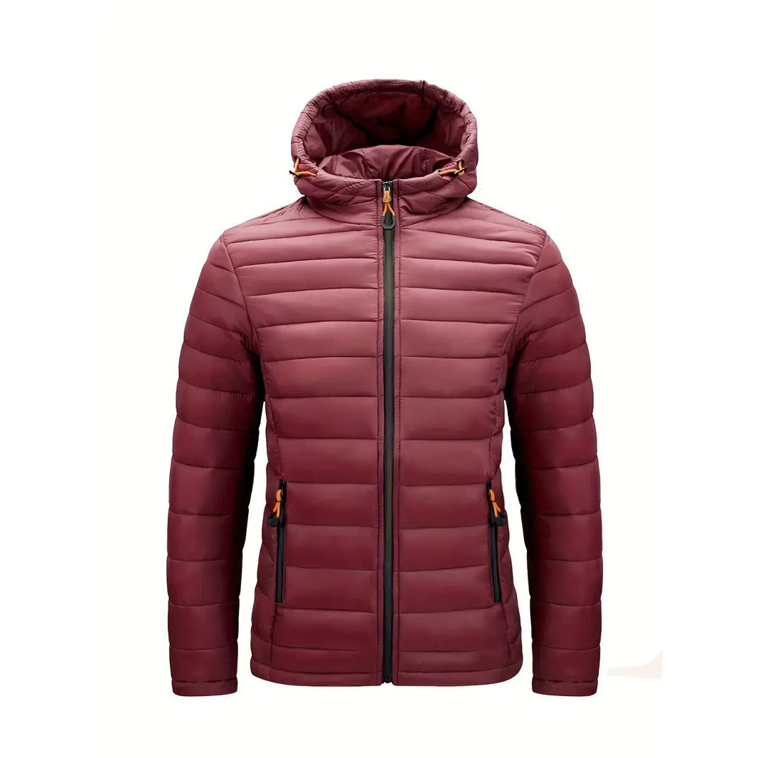 Narni Hooded Quilted Puffer - Red
