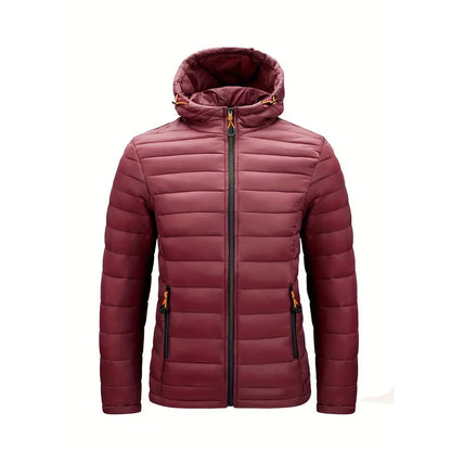 Narni Hooded Quilted Puffer - Red