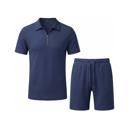 Olbia Zip Polo Set - Dark Blue