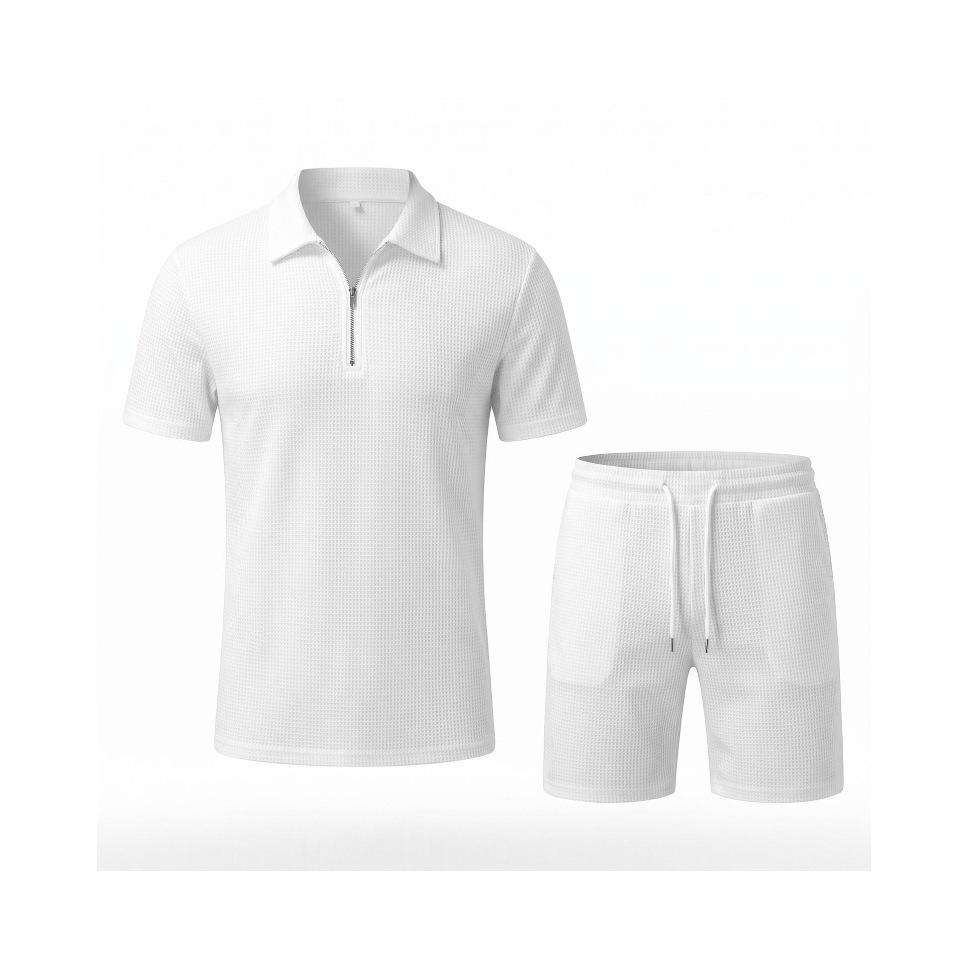Olbia Zip Polo Set - White