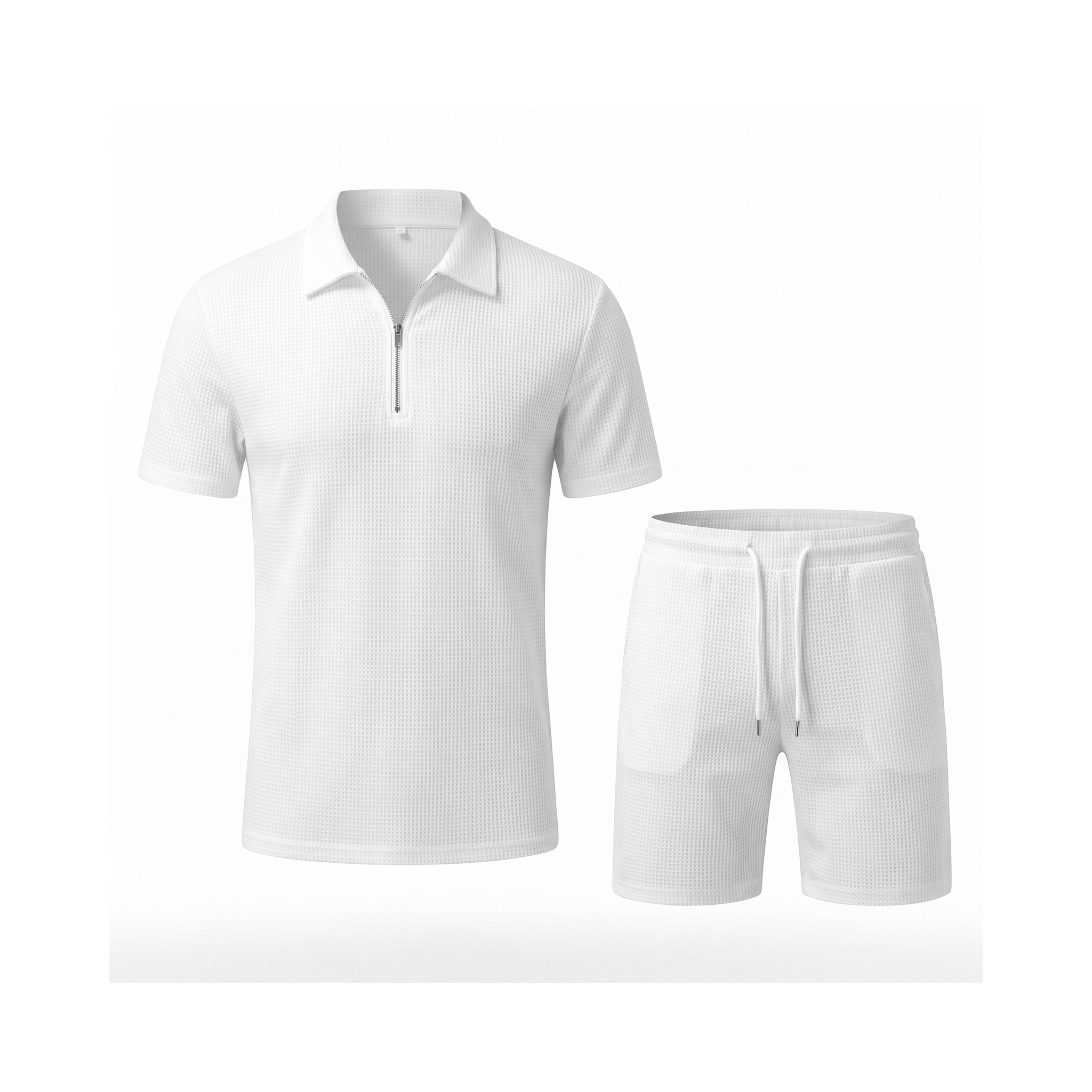 Olbia Zip Polo Set - White