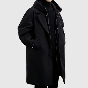 Orbetello Hooded Long Coat - Black
