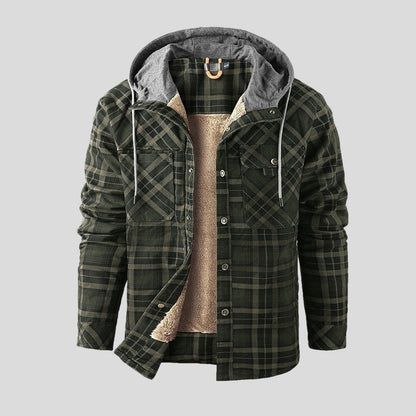 Origgio Sherpa-Lined Hooded Shirt Jacket - Green