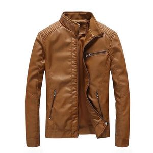 Ovada Quilted-Shoulder Leather Jacket - Brown