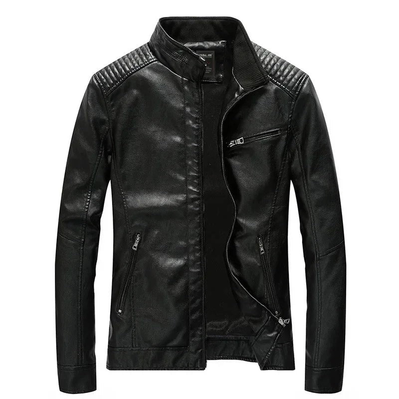Ovada Quilted-Shoulder Leather Jacket - Black