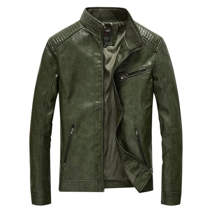 Ovada Quilted-Shoulder Leather Jacket - Dark Green