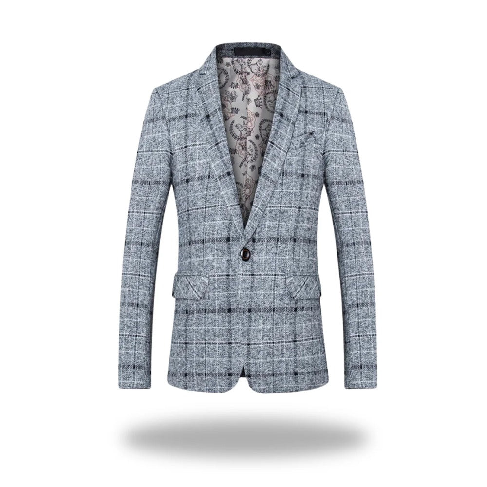 Palestrina Windowpane Check Blazer - Grey