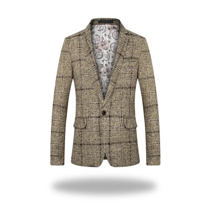 Palestrina Windowpane Check Blazer - Khaki