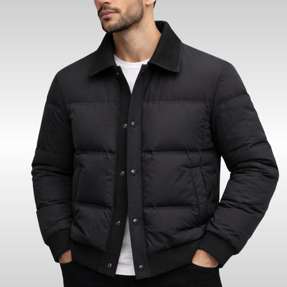 Pelago Rib-Collar Puffer Jacket - Black