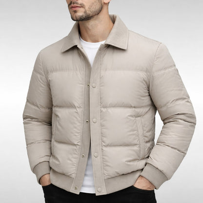 Pelago Rib-Collar Puffer Jacket - Beige