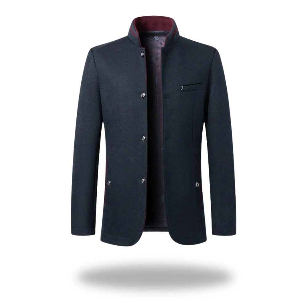 Pinerolo Stand-Collar Blazer - Navy Blue