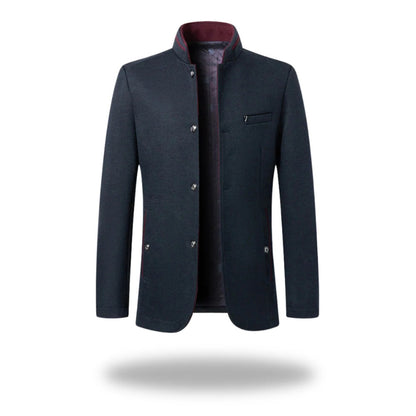 Pinerolo Stand-Collar Blazer - Navy Blue