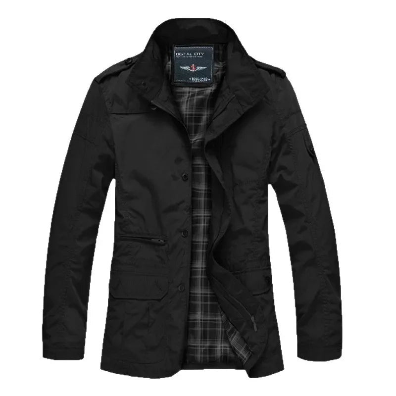 Pineto Plaid-Lined Field Jacket - Black