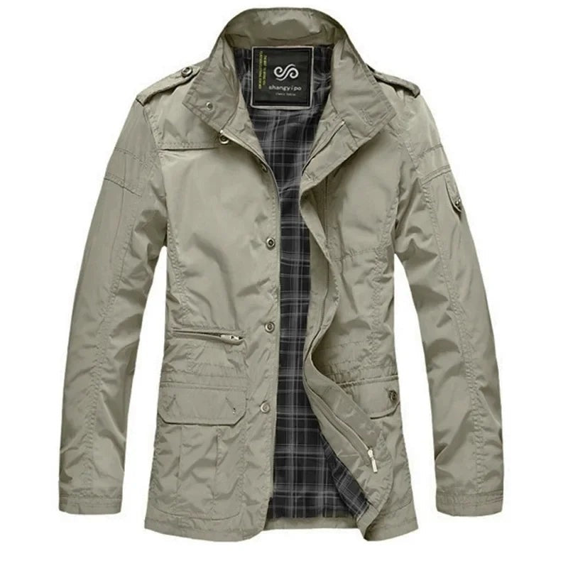 Pineto Plaid-Lined Field Jacket - Khaki