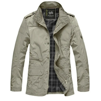 Pineto Plaid-Lined Field Jacket - Khaki