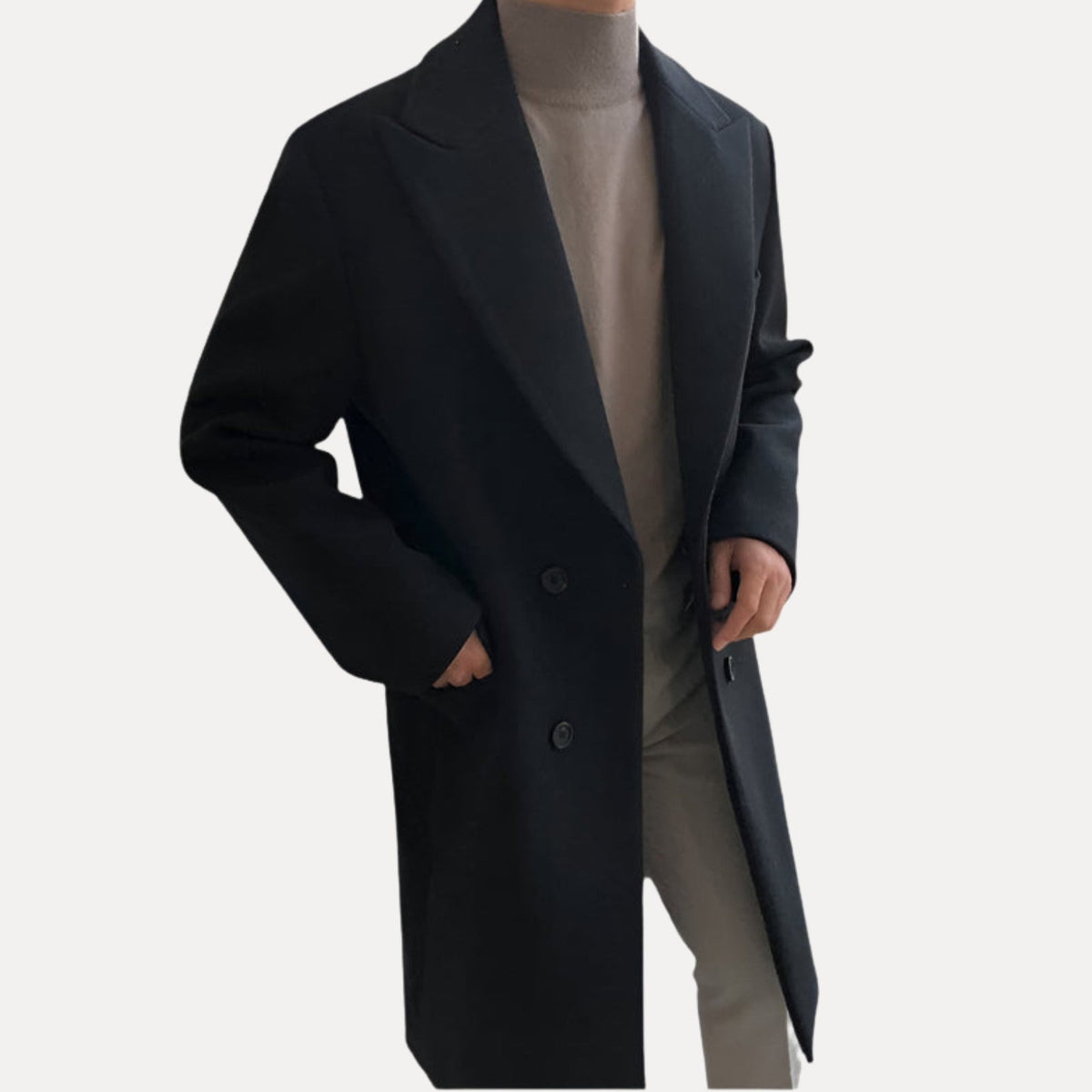 Pitigliano Double-Breasted Coat - Black