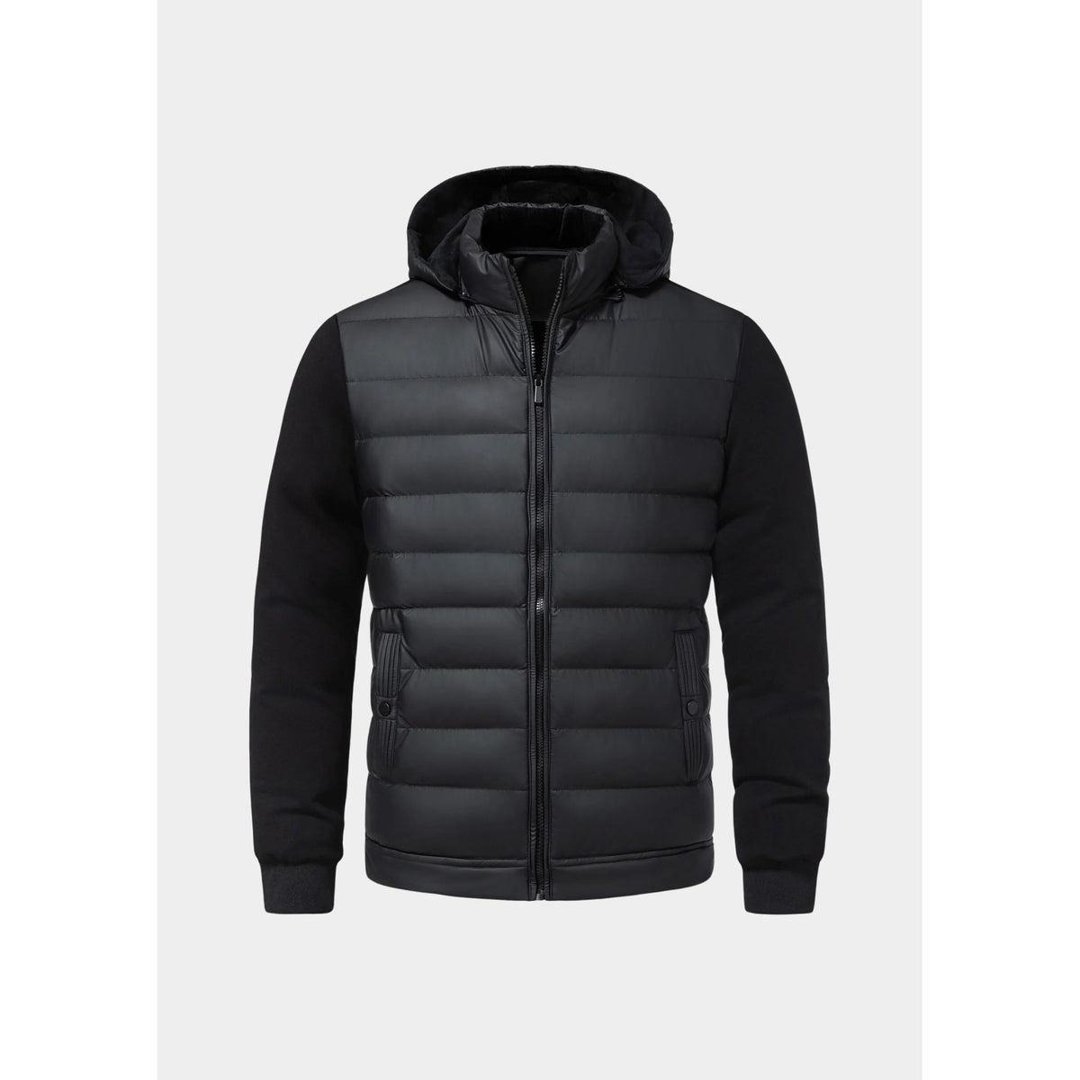 Pollenza Hooded Quilted Hybrid Jacket - Black
