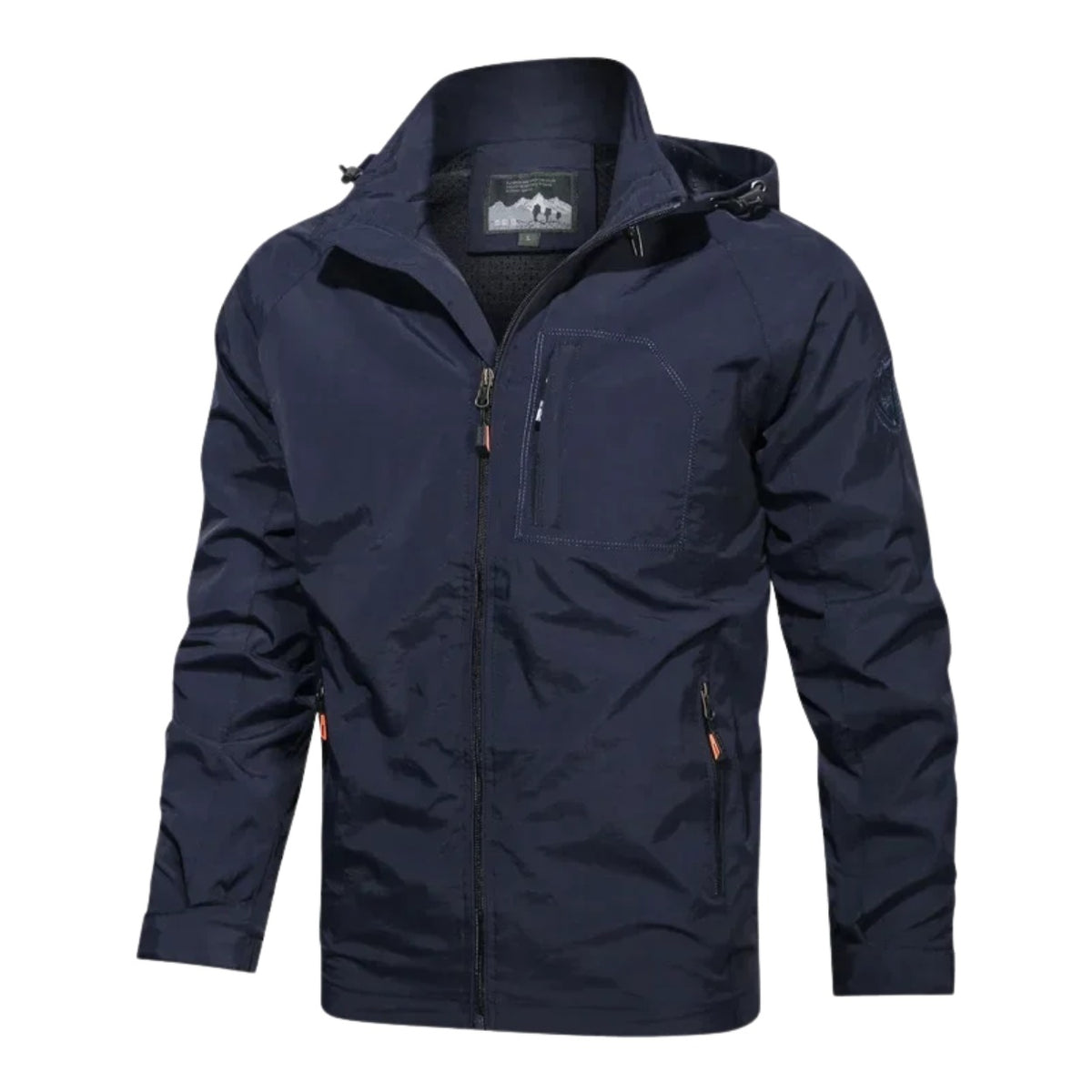 Pordenone High-Collar Hooded Jacket - Blue