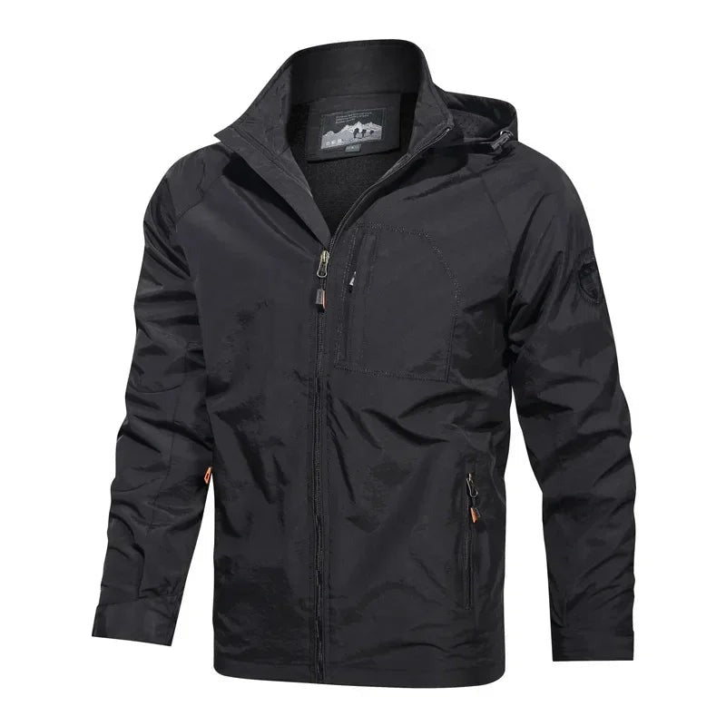 Pordenone High-Collar Hooded Jacket - Black