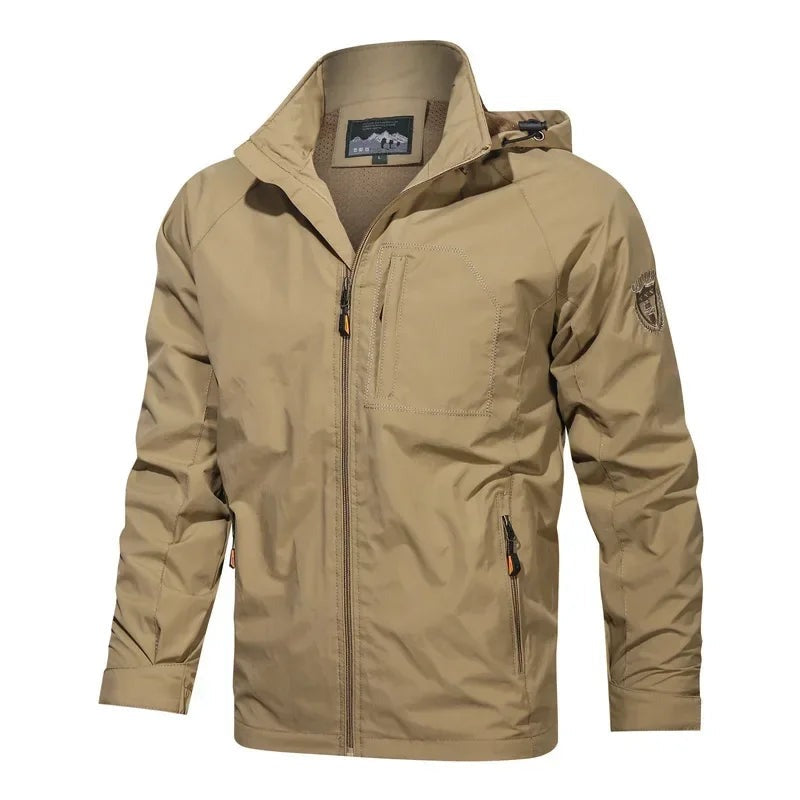 Pordenone High-Collar Hooded Jacket - Khaki
