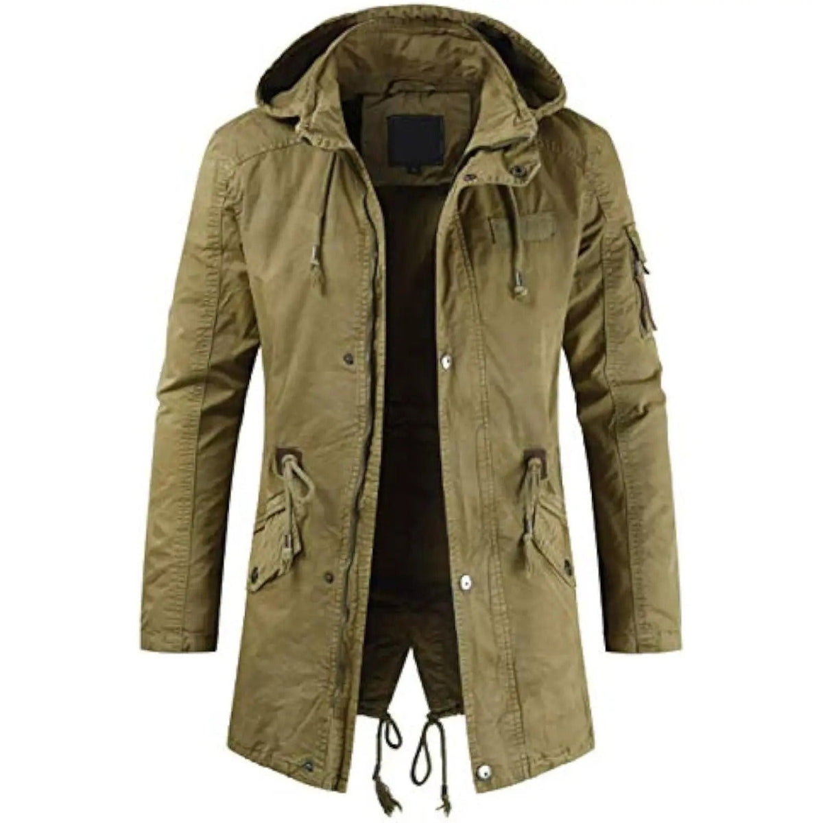 Priverno Hooded Fishtail Parka - Khaki