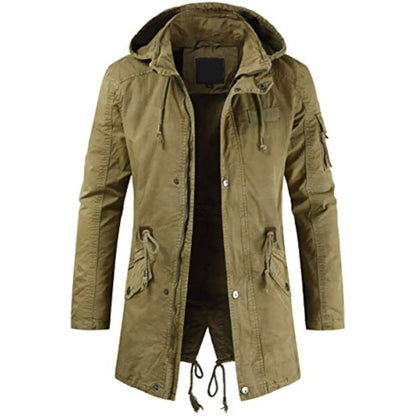 Priverno Hooded Fishtail Parka - Khaki