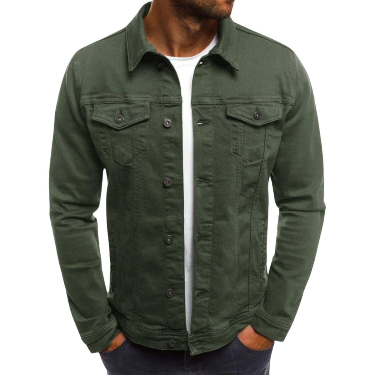 Recanati Cotton Trucker Jacket - Military Green