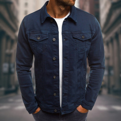 Recanati Cotton Trucker Jacket - Dark Blue
