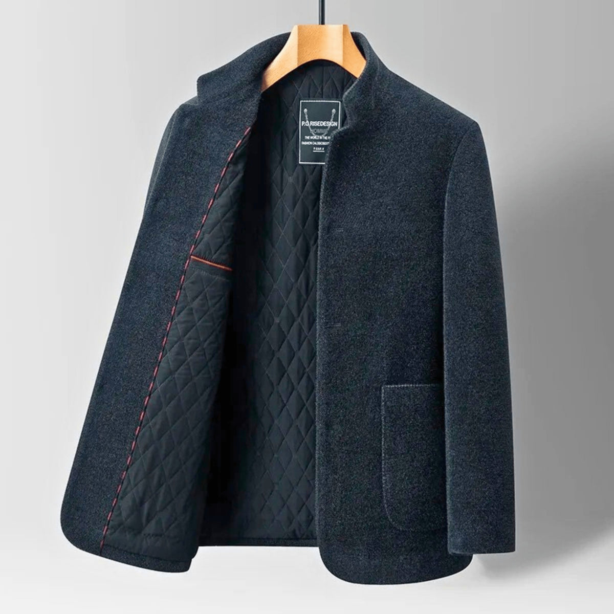 Riccione Quilt-Lined Stand-Collar Jacket - Navy Blue