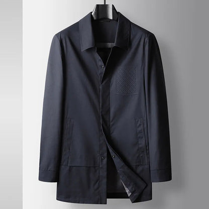 Rosolina Concealed-Placket Car Coat - Dark Blue