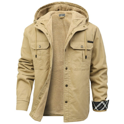 Rubiera Fleece-Lined Hooded Shirt Jacket - Khaki