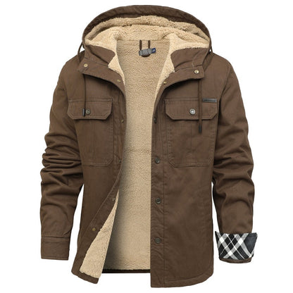 Rubiera Fleece-Lined Hooded Shirt Jacket - Brown