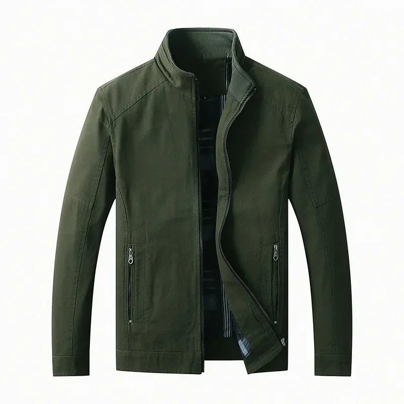 Rufina Check-Lined Stand-Collar Jacket - Green
