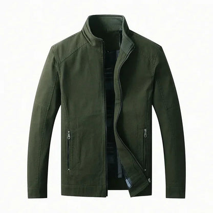 Rufina Check-Lined Stand-Collar Jacket - Green