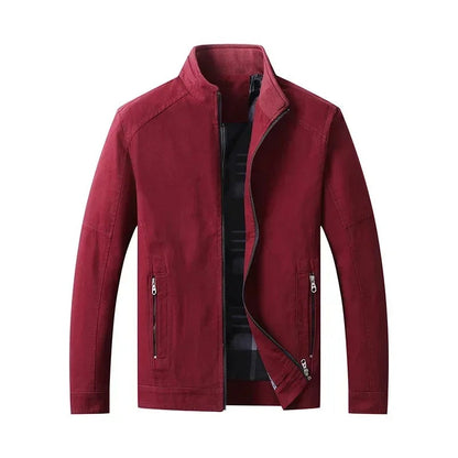 Rufina Check-Lined Stand-Collar Jacket - Red