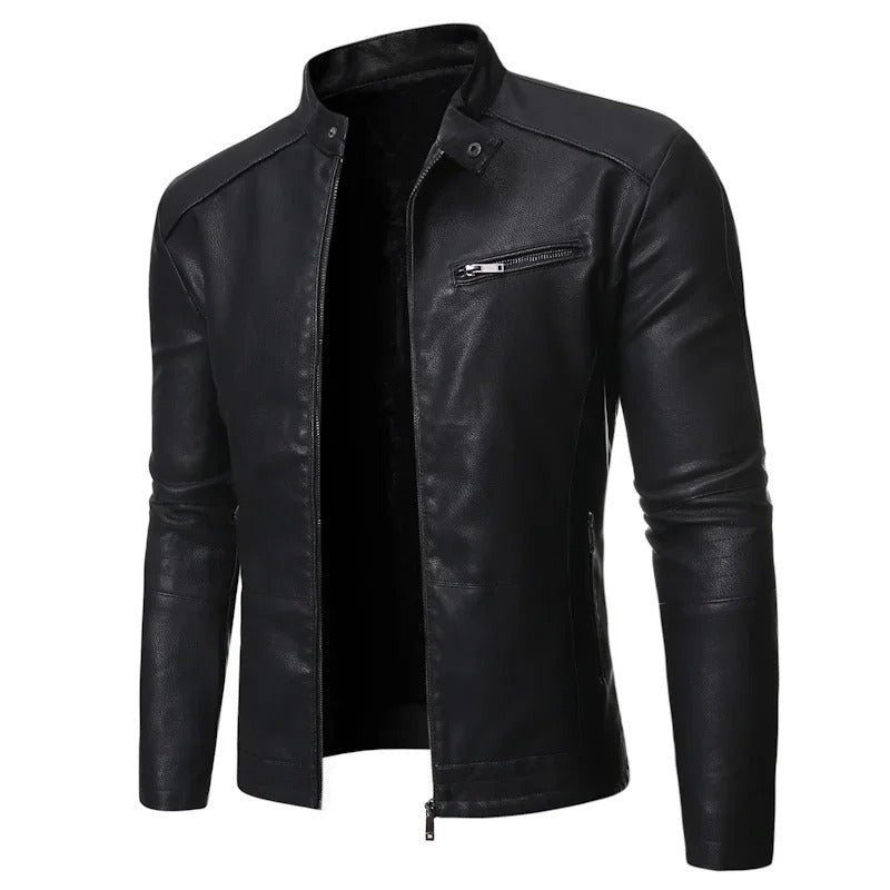 Saluzzo Leather Moto Jacket - Black