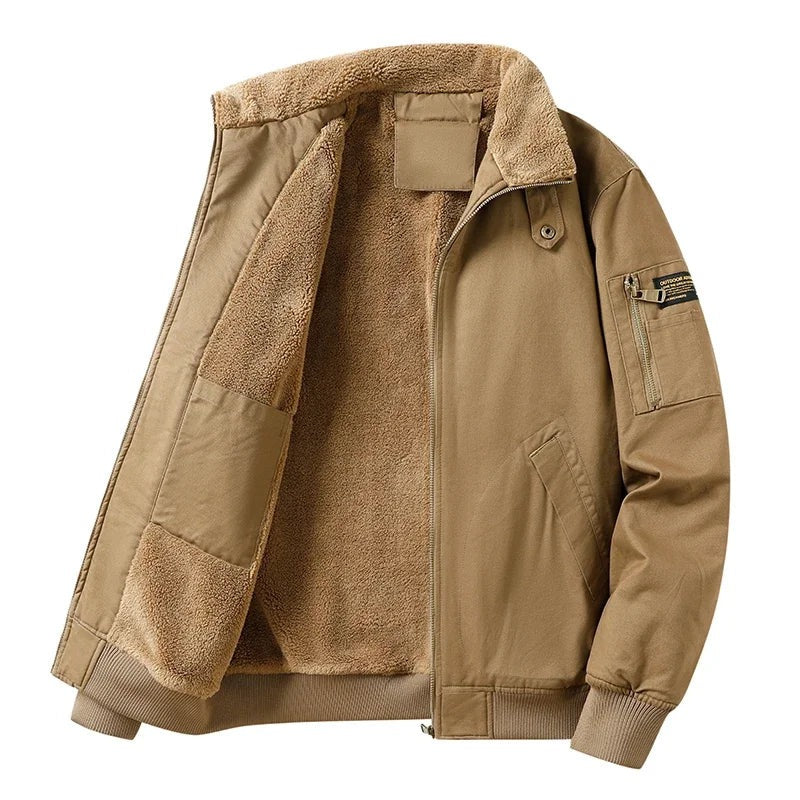 Sarentino Fleece-Lined Bomber Jacket - Khaki