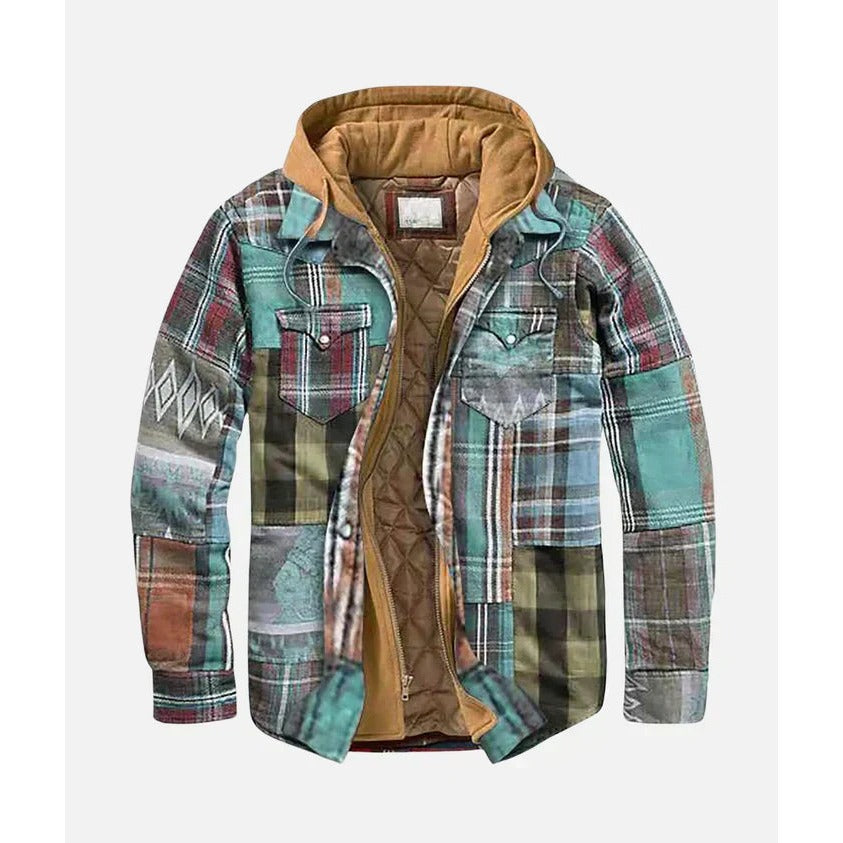 Scanno Hooded Flannel Shirt Jacket - Light Green