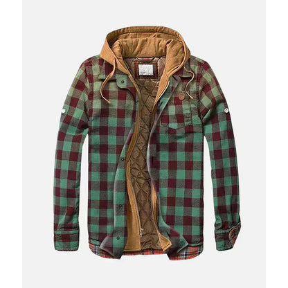 Scanno Hooded Flannel Shirt Jacket - Green