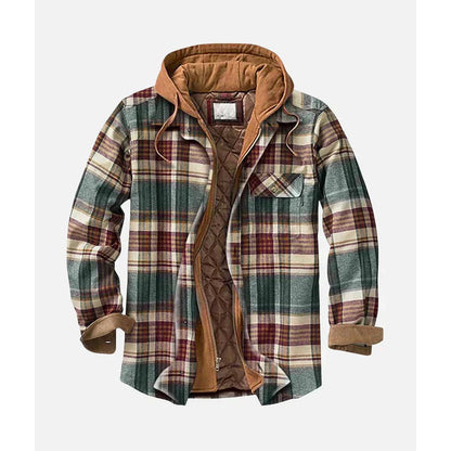 Scanno Hooded Flannel Shirt Jacket - Dark Green