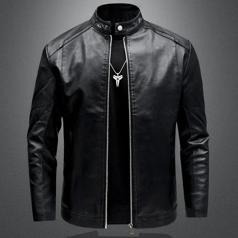 Scicli Leather Biker Jacket - Black