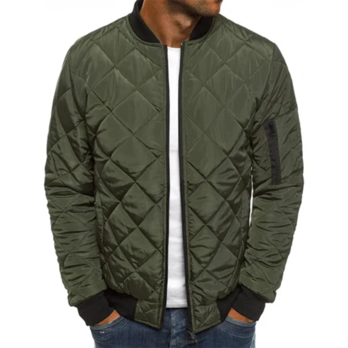 Senigallia Quilted Bomber Jacket - Army Green