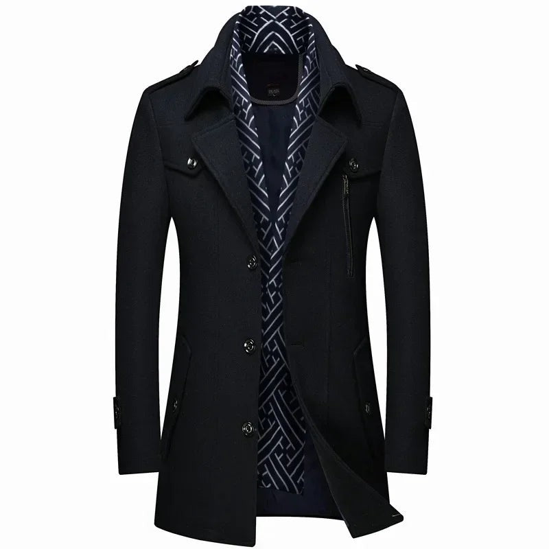 Seravezza Single-Breasted Overcoat - Black
