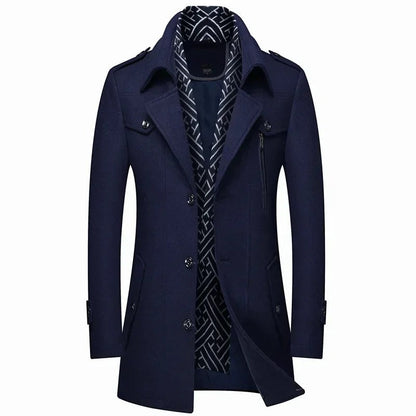 Seravezza Single-Breasted Overcoat - Navy Blue