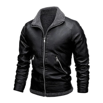 Sestri Fleece-Lined Leather Jacket - Black