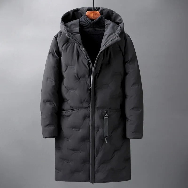 Siderno Long Hooded Padded Coat - Black