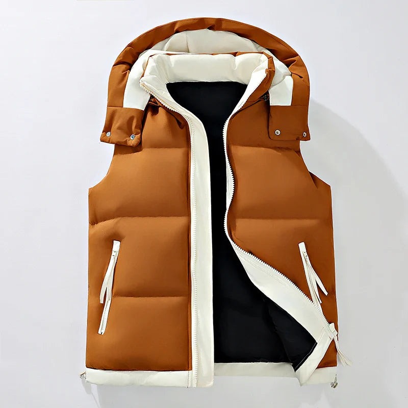 Silvi Hooded Puffer Vest - Khaki