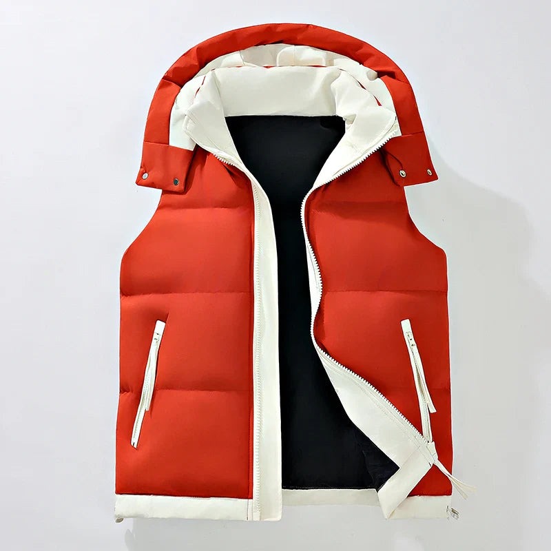 Silvi Hooded Puffer Vest - Red