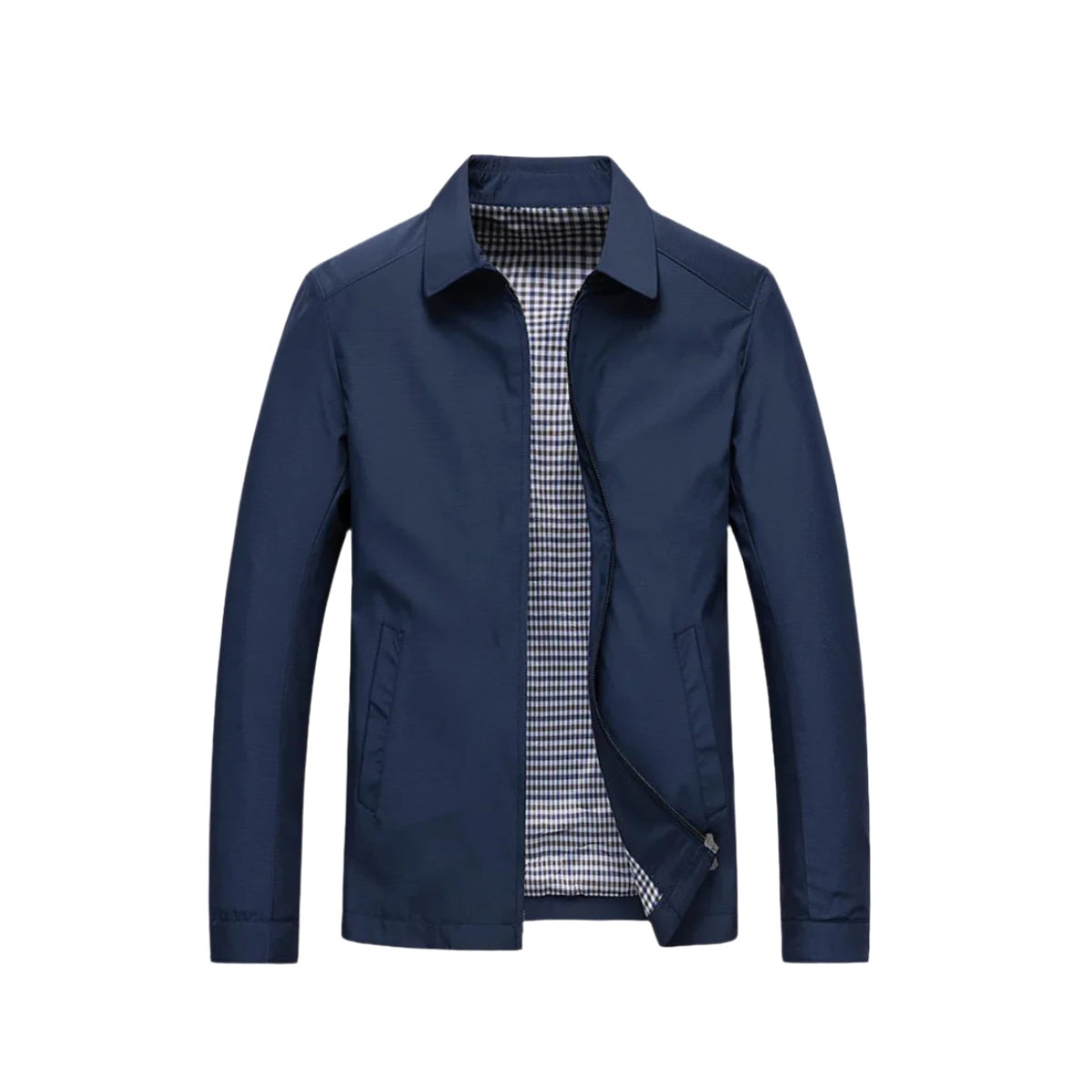 Siracusa Check-Lined Zip Jacket - Blue