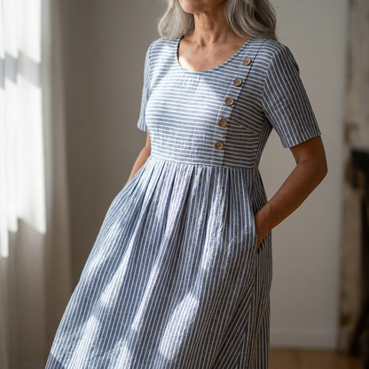 Striped Midi Dress - Blue